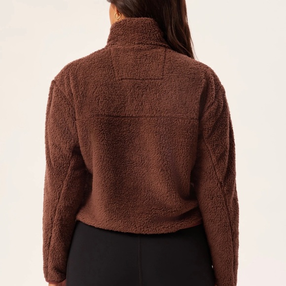 NWT Girlfriend Collective Teddy Recycled Half Zip Fleece in Chocolate Brown - Picture 2 of 3